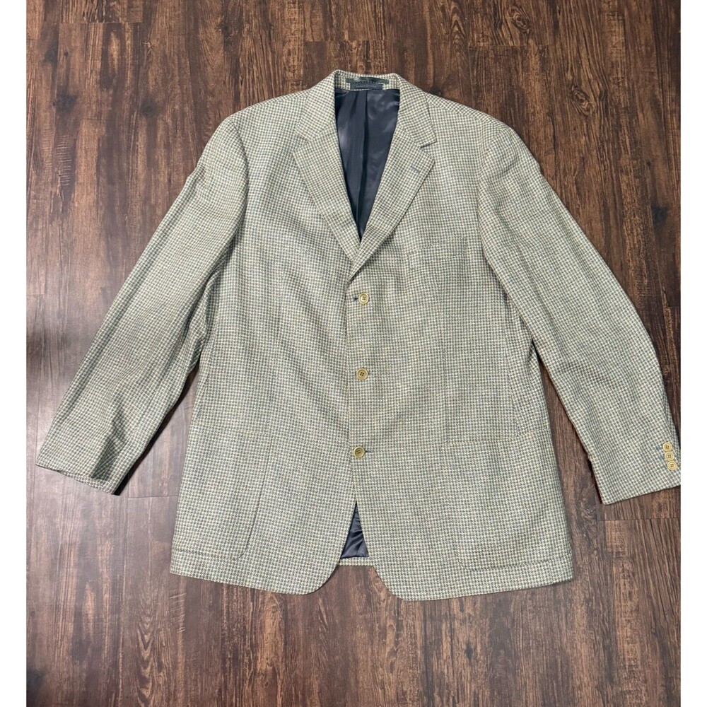 Cavelli Houndstooth Blazer Sport Coat 46L Pure Silk Lanificio di Pray Biella 263